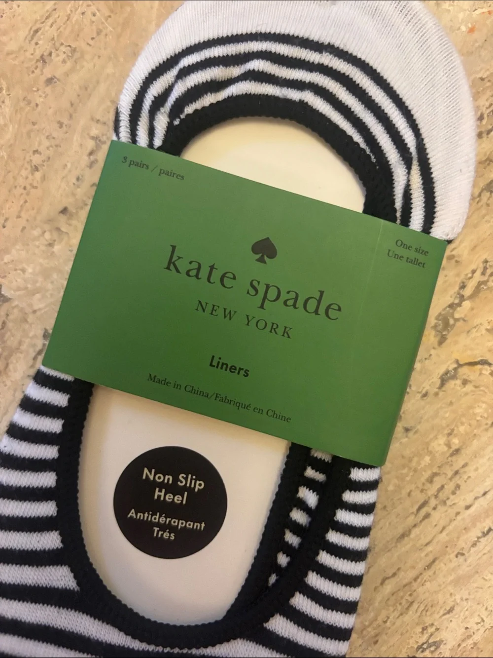 kate spade Black & White Striped No-Show Liners